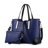 2 in 1 Vintage Messenger Bags Shoulder Handbag Women Crocodile Pattern Composite Bag Leather Wallet(Dark blue)