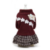 Autumn and Winter  Pet Clothing Dog Wool Princess Dress Flower Cotton Coat, Size: M(Wine Red)