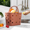 Portable Hollow Bath Basket Kitchen Fruit and Vegetable Placed Cleaning Storage Basket(Dark Pink)