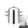 Household Stainless Steel Three-layer Double Bottom Multi-function Steamed Bun Steamer, Size:28cm, Style:Three Layers (Extra-thick)