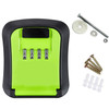 Wall-Mounted Key Code Box Construction Site Home Decoration Four-Digit Code Lock Key Box(Green)