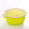 15 PCS Plastic Washbasin Kitchen Round Double Drain Basket Rural Garden Fruit and Vegetable Basket, Size:S(Green)