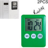 2 PCS Super Thin LCD Digital Screen Kitchen Timer Cooking Count Up Countdown Alarm Magnet Clock(Green)