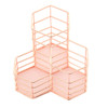 2 PCS Pen Cup Holder Desk Hexagon Iron Hollow Makeup Brush Organizer Stationery Storage Container Hexagonal Penholder(Rose Gold)