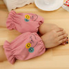 Ladies Short Cartoon Smiley Pattern Flannel Cuffs Anti-fouling Sleeves(Pink)