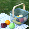 Kitchen Portable Vegetable Washing Drain Basket Square Thick Storage Basket Household Fruit Basket(Blue)