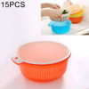 15 PCS Plastic Washbasin Kitchen Round Double Drain Basket Rural Garden Fruit and Vegetable Basket, Size:S(Pink)