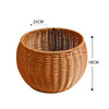 Round Snack Basket Rattan Woven Home Fruit and Vegetable Storage Basket Kitchen Drain Basket, Size:25 x 18 cm(Brown)