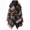 Checked Texture Color Matching Woolen Coat Mid-length Trench Coat Women (Color:Khaki Size:XXXXXL)