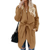 Women Woolen Coat Mid-length Windbreaker (Color:Coffee Size:XXXXL)