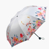 Creative Lightweight Portable Lace Vinyl Tri-fold Umbrella Windproof and Sunshade Folding Sunny Umbrella(Beige)