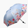 Creative Lightweight Portable Lace Vinyl Tri-fold Umbrella Windproof and Sunshade Folding Sunny Umbrella(Sky Blue)