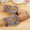 Ladies Short Cartoon Smiley Pattern Flannel Cuffs Anti-fouling Sleeves(Brown)