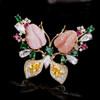 Butterfly Brooch Natural Shell Animal Corsage Female Zircon Suit Accessories(Silver)