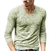 Slim Streetwear V-neck T Shirt Casual Fitness Tops Long Sleeve Pullover Shirt for Men(Grass Green)