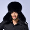 Winter New Style Fox Hair LeiFeng Men Hats, Thick Warm Middle and Old People Ear Protection Winter Fur Hat(Black)