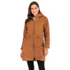 Women Long Hooded Cotton Jacket (Color:Brown Size:XL)