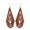 3 PCS Natural Wooden Earrings Geometic Hollow Triangle Personality Simple Fashion Jewelry For Woman, Metal Color:Brown