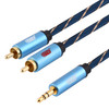 EMK 3.5mm Jack Male to 2 x RCA Male Gold Plated Connector Speaker Audio Cable, Cable Length:3m(Dark Blue)