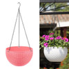 Rattan-like Hanging Basket Plastic Garden Flower Pot Creative Green Dill Absorbent Hanging Basin, Size:S (Pink)