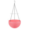 Rattan-like Hanging Basket Plastic Garden Flower Pot Creative Green Dill Absorbent Hanging Basin, Size:S (Pink)