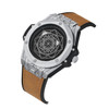 CAGARNY 6868 Geometric Polygon Dial Quartz Dual Movement Watch Men TPU Strap Watch (Brown Belt Silver Shell)