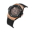 CAGARNY 6868 Geometric Polygon Dial Quartz Dual Movement Watch Men TPU Strap Watch (Black Belt Rose Gold Dial)