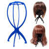 Adjustable Plastic Wig Stand Portable Folding Mannequin Head Stand(Blue)