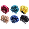 3 PCS TJM-443A Double-Layer Satin Big Lace Night Hat Round Hat Chemotherapy Hat, Size: One Size Adjustable(Red Wine )