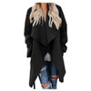 Women Woolen Coat Mid-length Windbreaker (Color:Black Size:L)