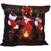 4 PCS Christmas Ornaments Flannel Pillowcase Cartoon Printing Square Pillowcase Without Pillow Core(Christmas Socks)