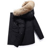 Winter Waterproof Down Jacket Plus Velvet Padded Jacket for Men, with Detachable Hat (Color:Black Size:L)