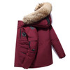 Winter Waterproof Down Jacket Plus Velvet Padded Jacket for Men, with Detachable Hat (Color:Wine Red Size:M)