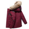 Winter Waterproof Down Jacket Plus Velvet Padded Jacket for Men, with Detachable Hat (Color:Wine Red Size:Xxl)