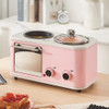 Multifunctional 4-in-one Household Breakfast Bread Coffee Machine, Three-Pin CN Plug(Pink)