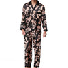 Men Long Sleeve Pajamas Set (Color:Black Size:L)