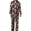 Men Long Sleeve Pajamas Set (Color:Black Size:XL)