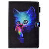 For iPad Mini 1 / 2 / 3 / 4 / 5 Colored Drawing Stitching Horizontal Flip Leather Case, with Holder & Card Slots & Sleep / Wake-up function(Super Cat)