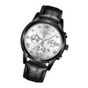 FNGEEN 4006 Men Automatic Mechanical Watch Waterproof Quartz Watch(Black Leather Black Steel White Surface)