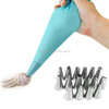 2 Sets Reusable Silicone Pastry Bag Cake Decorating Tools with 16 Nozzles Tips(Blue)