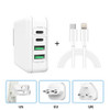 XJ-046 20W PD + USB 4 Port Smart Fast Charging Travel Power Adapter With USB-C / Type-C to 8 Pin Data Cable, Length: 1m , US+EU+UK Plug