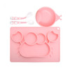 Silicone Feeding Set Combination Anti-fall Suction Cup Bowl Child Complementary Food Tableware Dinner Plate, Style:With Bowl(?Pink? Crab)