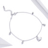 S925 Sterling Silver Heart Zircon Women Anklet Jewelry