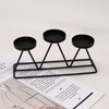 2 PCS Three-Head Candle Holders Metal Decorations Romantic Wedding Dining Table Decorations, Colour: Black
