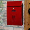 Residential Front Door Outdoor Wall-mounted Mailbox Vertical Lock Mailbox, Style:Wine Red Door Black Box