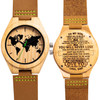 MUJUZE MU-1004 World Map Pattern Dial Lettering Wooden Watch(Dad To Son 2)