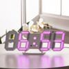 6609 3D Stereo LED Alarm Clock Living Room 3D Wall Clock, Colour: Pink