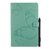 For Galaxy Tab A 10.1 (2019) Pressed Printing Butterfly Pattern Horizontal Flip PU Leather Case with Holder & Card Slots & Wallet & Pen Slot(Green)