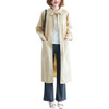 Large Size Womens New Loose Literary And Thin Long Windbreaker Jacket (Color:Apricot Size:M)