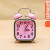 A59 Square Metal Bell Alarm Clock Ringing Alarm Clock Child Student Bedside Bell With Alarm(Light Pink)